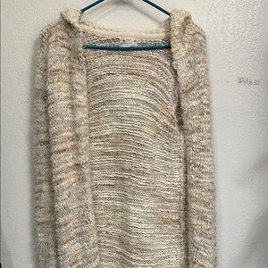 Elegant Cream and Tan Knit Cardigan